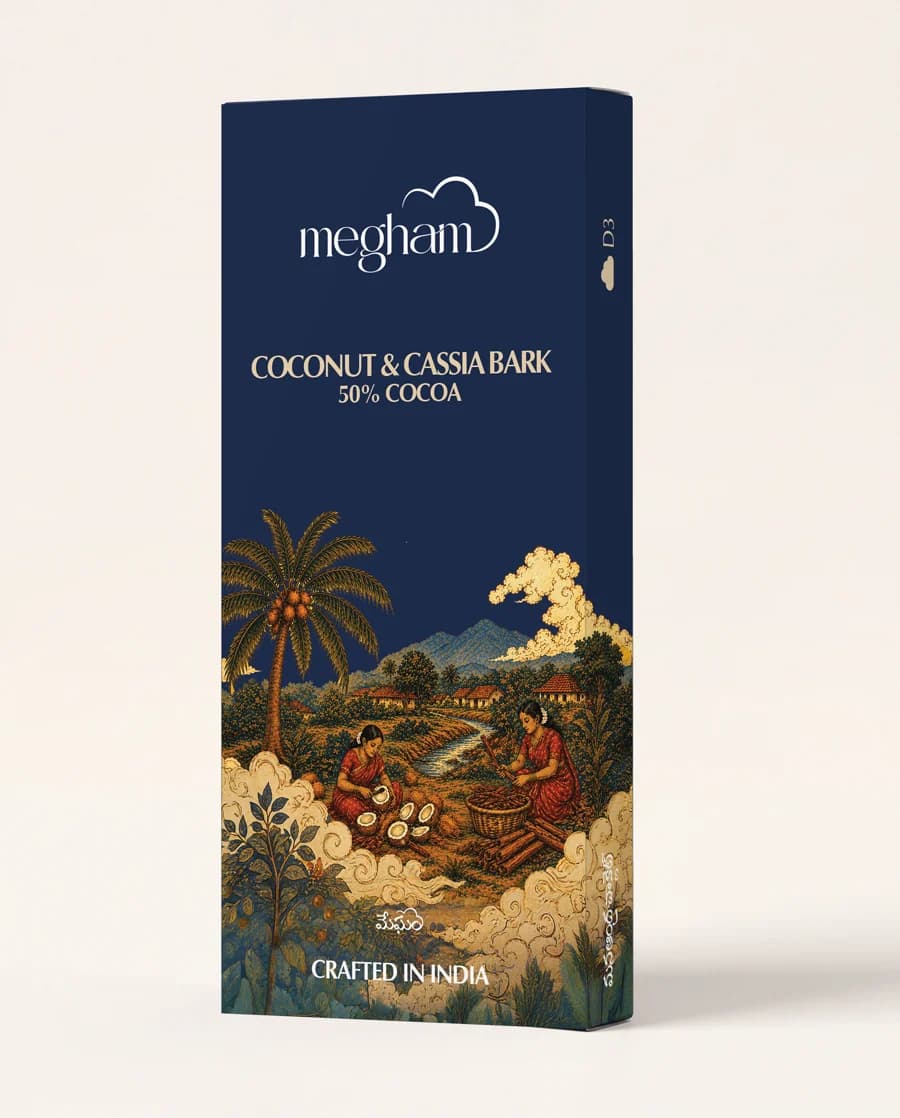 Dark Chocolate 50% — Coconut & Cassia Bark 50g artisanal chocolate bar